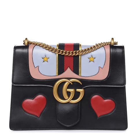 gucci calfskin gg medium web heart marmont shoulder bag black|GG Marmont leather backpack.